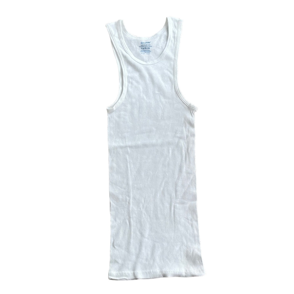 Gildan Classic White Ribbed Tank Top nwot pack of five